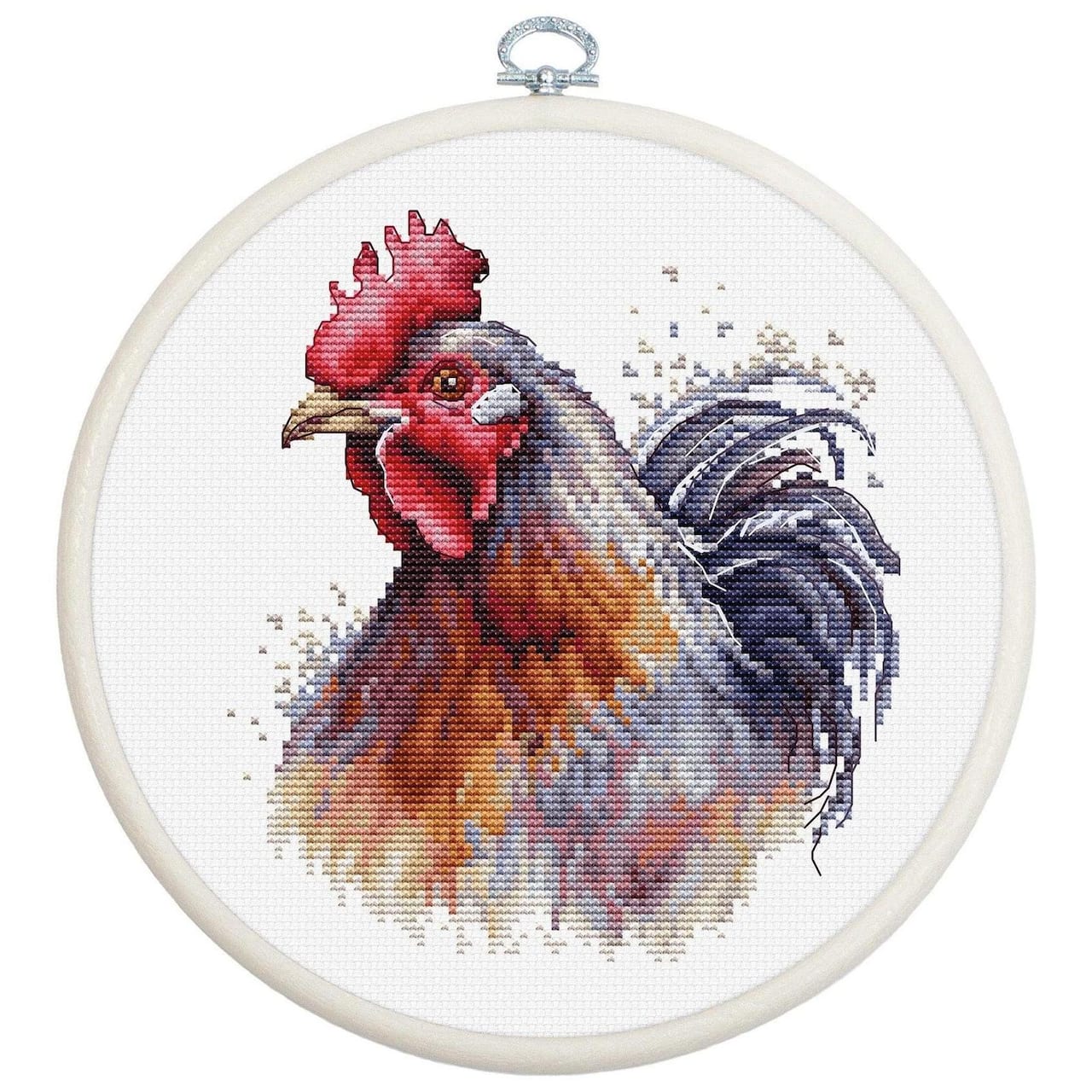 Luca-S The Rooster Counted Cross Stitch Kit with Display Hoop